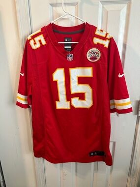 Nike Red Kansas City Football Jersey #15 with White and Gold Accents